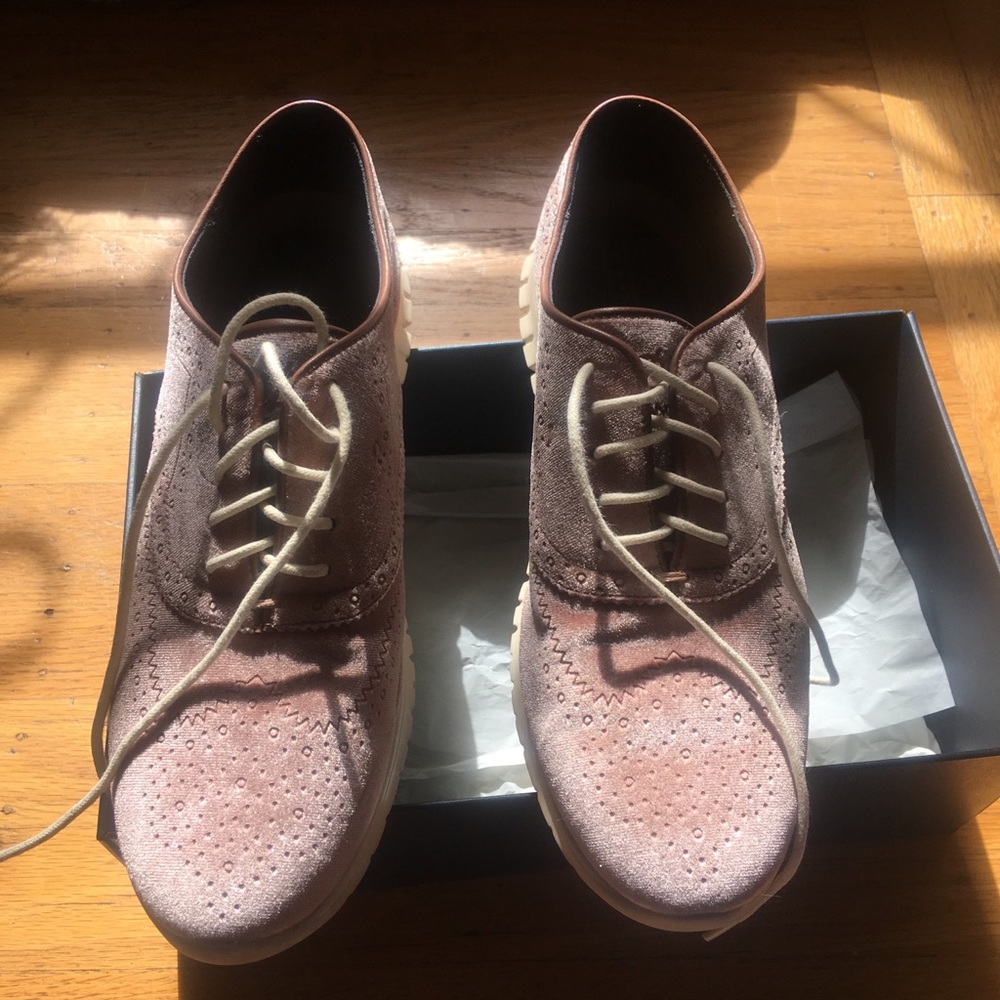 Cole Haan Pink Velvet Wingtip Shoes